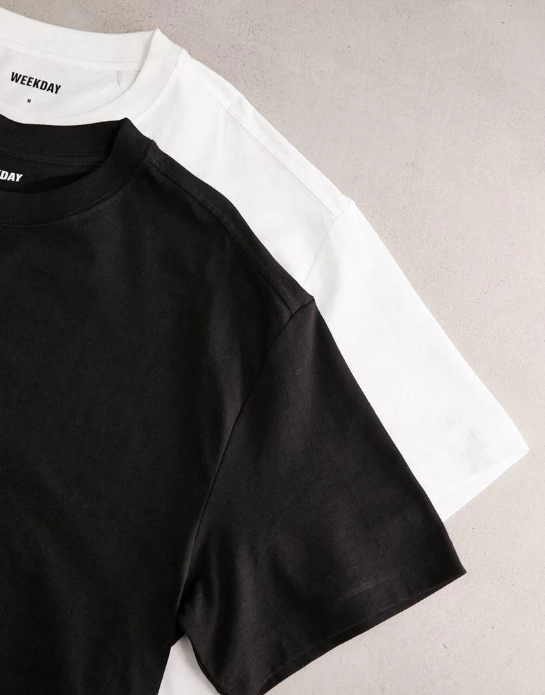 Weekday Weekday oversized 2-pack t-shirt in black and white 3