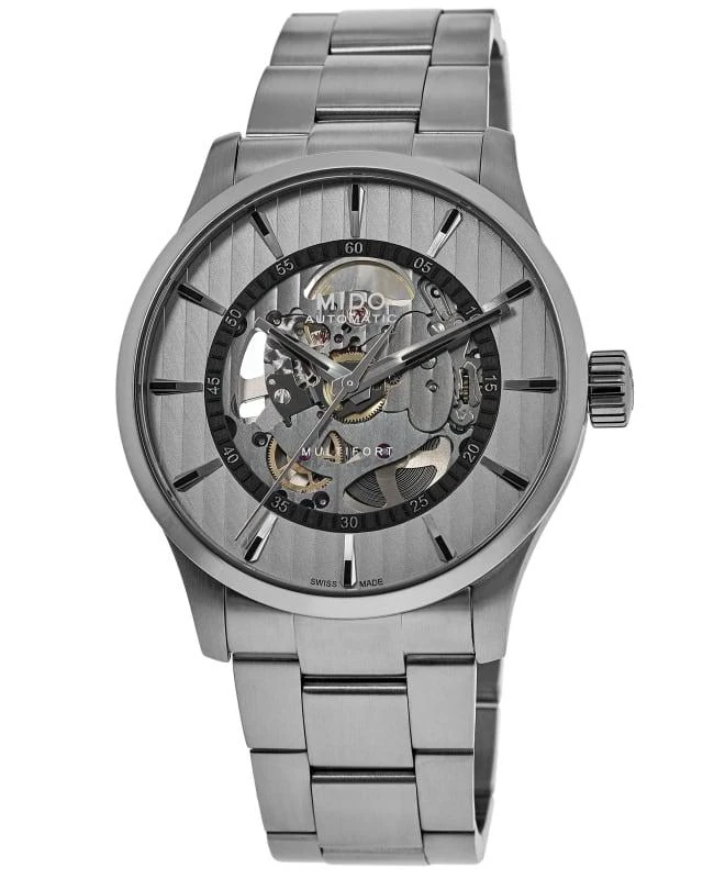 MIDO Mido Multifort Skeleton Vertigo Rhodium Dial Steel Men's Watch M038.436.11.031.00 1