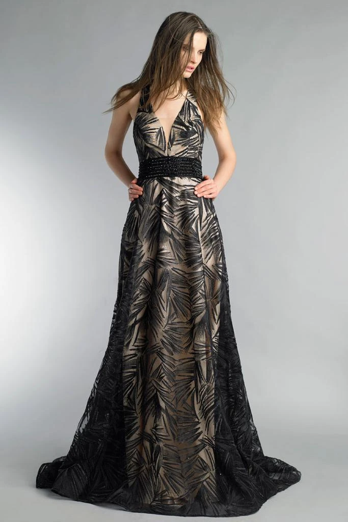 Basix Black Label V Neck Evening Gown 1