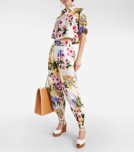 Dolce 
Gabbana Floral cotton poplin tapered pants 2