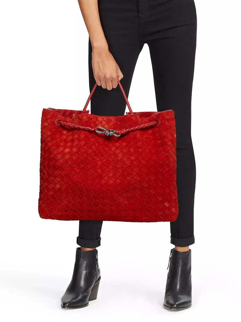 Bottega Veneta Large Andiamo Intrecciato Suede Top-Handle Bag 3