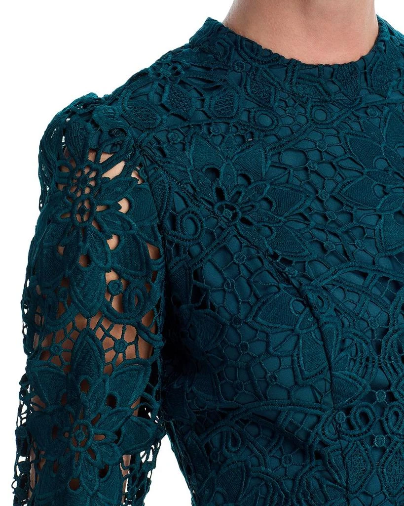 aqua long sleeve lace dress exclusive Aqua Lace Long Sleeve Flounce Mini Dress - Exclusive - Emerald Green