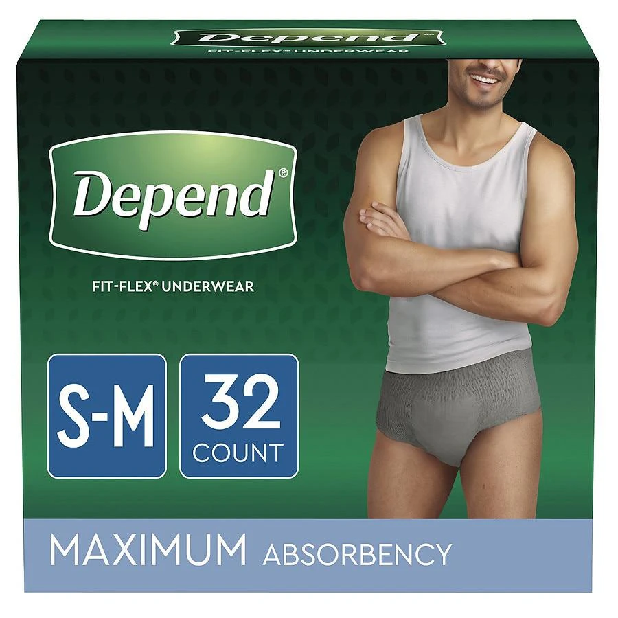 Depend Adult Incontinence Underwear for Men, Disposable, Maximum S-M (ct 32) 1