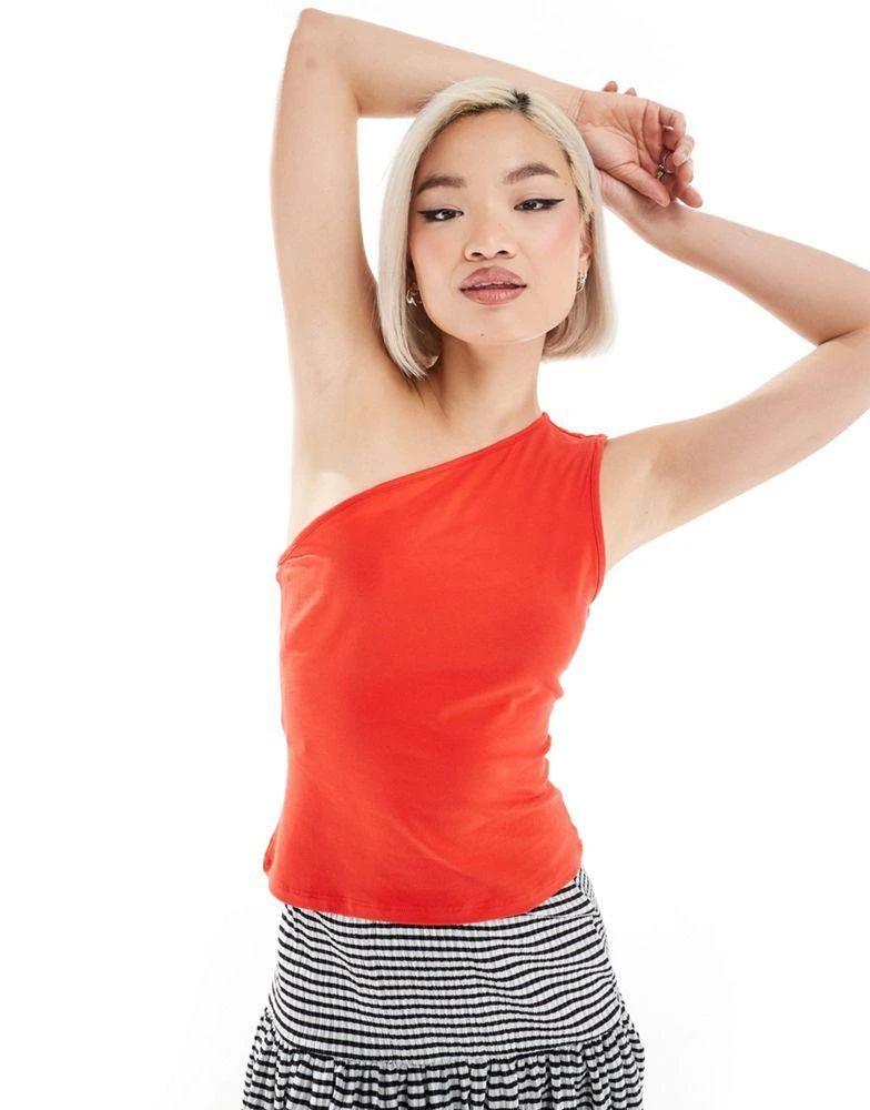 Weekday Cindy one shoulder top in red exclusive to ASOS – On Sale