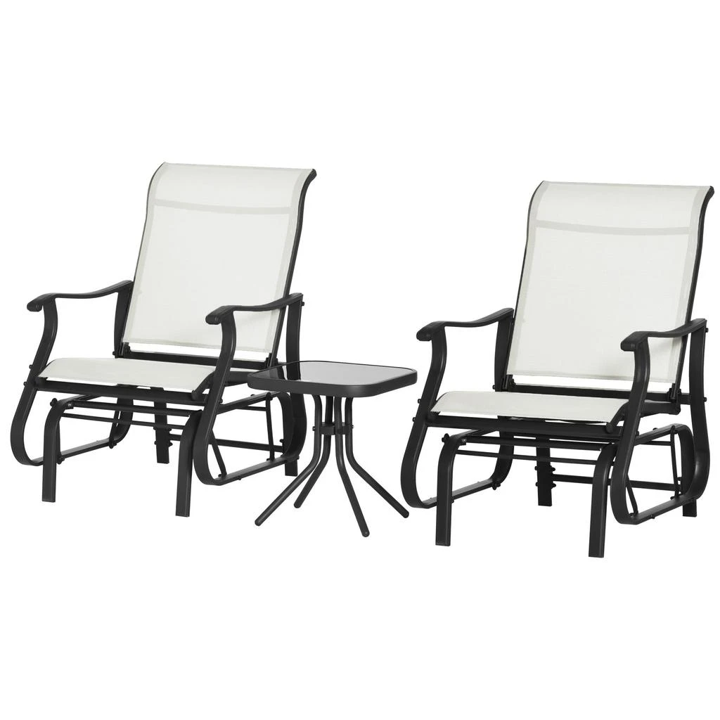 Hivvago 3-Piece Patio Gliders with Glass Top Table