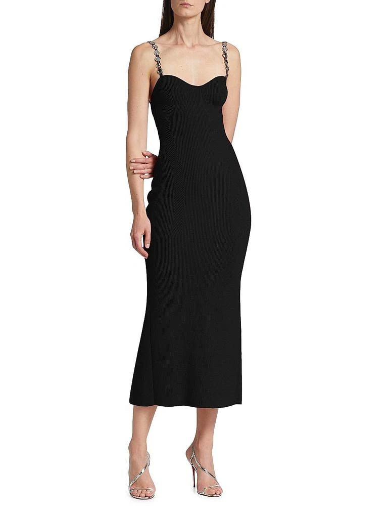 Galvan Wave Rib-Knit Midi-Dress - Black - Medium