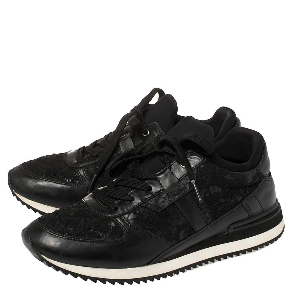 Dolce & Gabbana Dolce & Gabbana Black Lace And Leather Low Top Sneakers Size 38.5 4