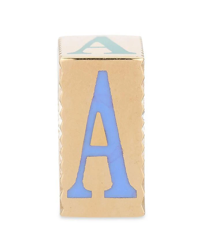 Adina Reyter 9K Yellow Gold Ceramic Initial Fluted Big Bead Pendant 3