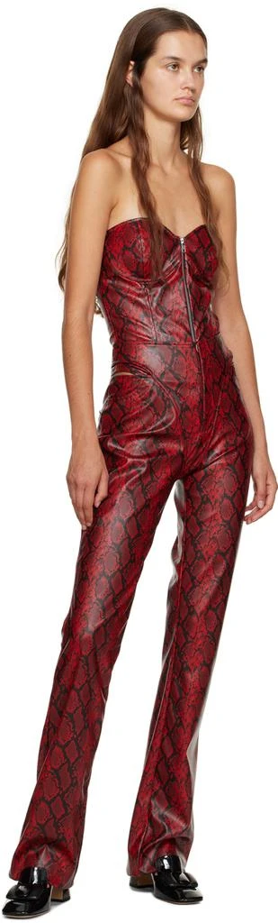 Puppets and Puppets Red and Black Strapless Faux-Leather Bodysuit 5