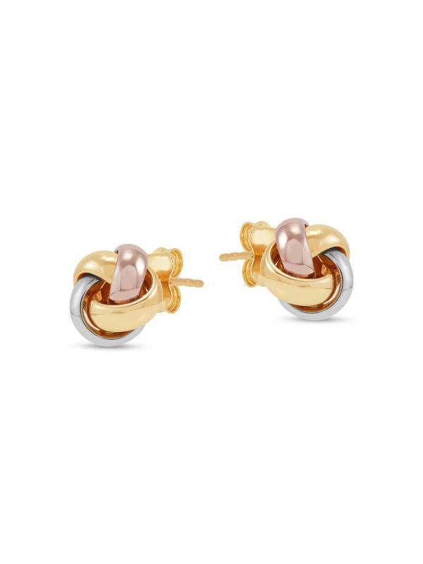 Saks Fifth Avenue Tri Tone 14K Gold Love Knot Stud Earrings 2