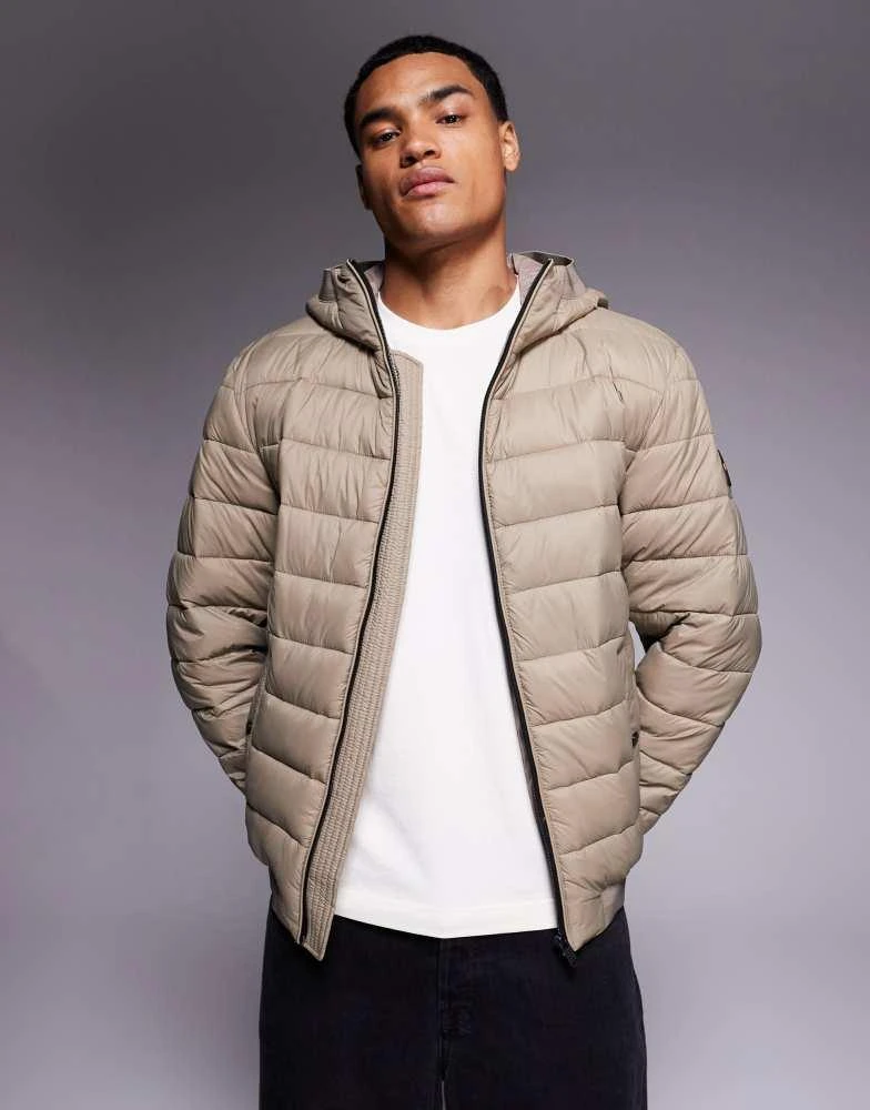 Hugo Boss Boss Orange odenis hooded padded jacket in mid beige