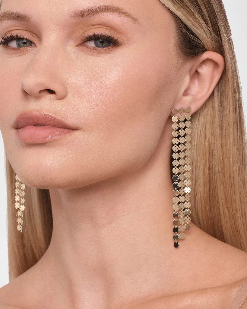 LANA 14K Yellow Gold 3-Strand Long Laser Disc Chainmail Fringe Earrings 2