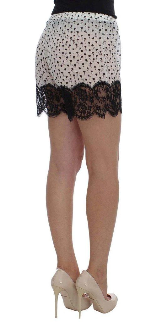 Dolce & Gabbana Dolce & Gabbana  White Black Floral Lace Silk Sleepwear Shorts 4