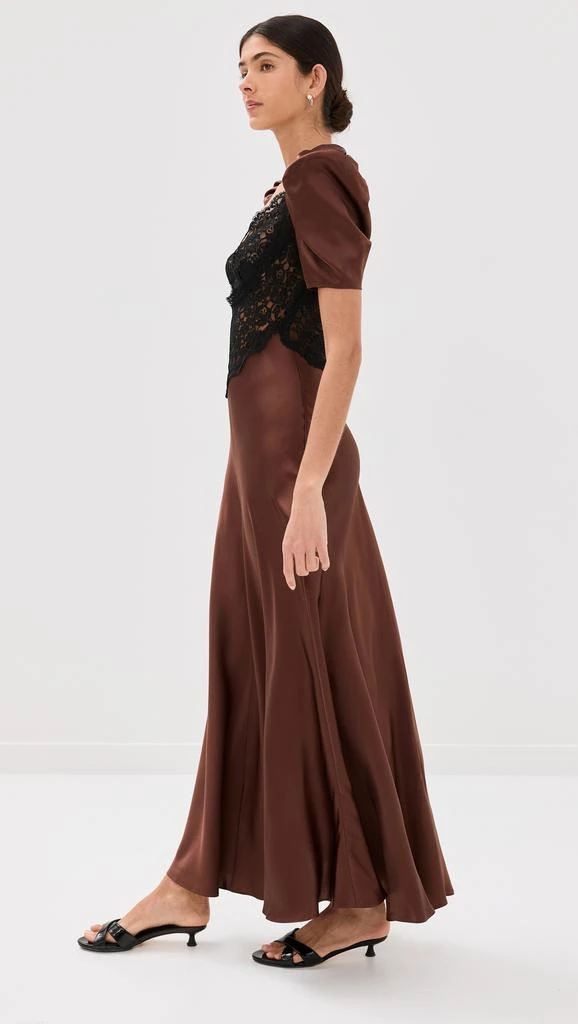 Rodarte Silk Satin Short Sleeve Dress with Lace Details 3