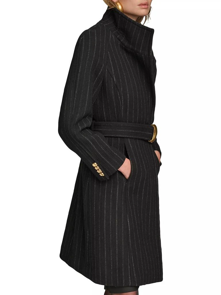 Donna Karan Pinstripe Wool-Blend Belted Trench Coat 3
