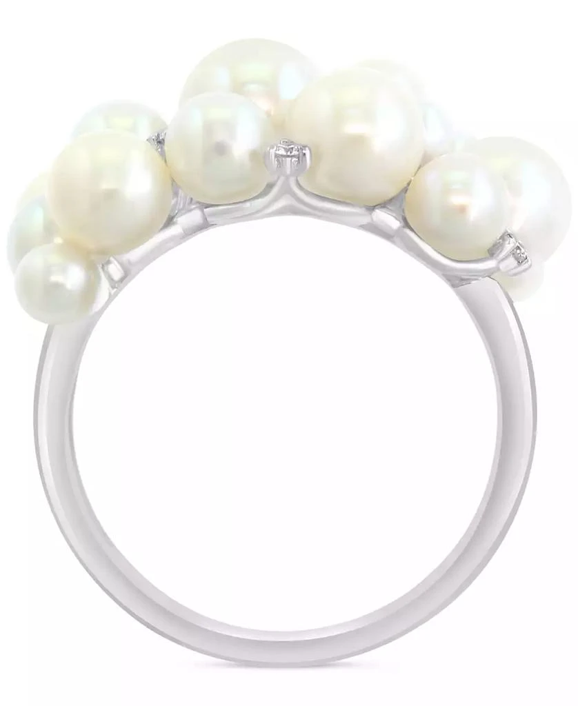 Effy EFFY® Cultured Freshwater Pearl (3 - 6-1/2mm) 
Diamond (1/10 ct. t.w.) Cluster Ring in 14k White Gold 4