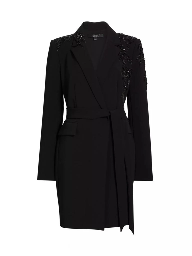 Badgley Mischka Embellished Crepe Wrap-Style Cocktail Dress 1