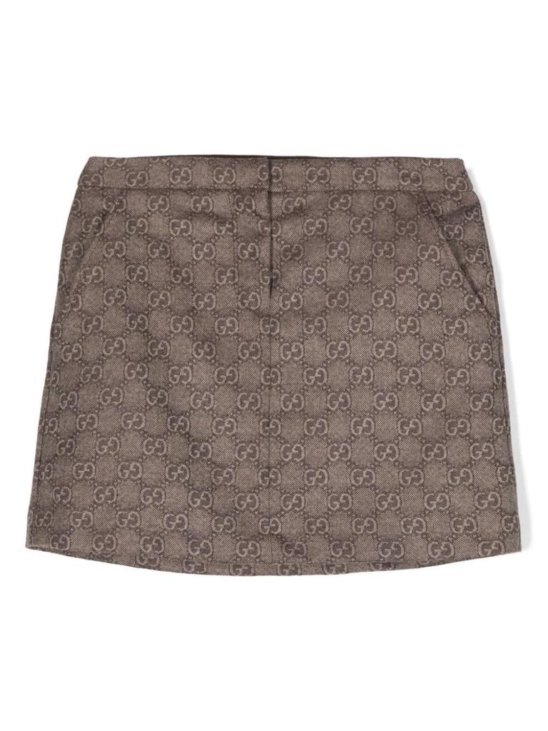 Gucci Gucci Kids GG Supreme-Patterned Straight Hem Skirt