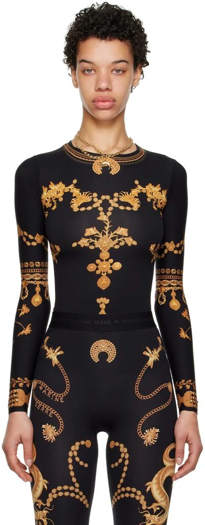 MARINE SERRE Black Ornament Moon Long Sleeve T-Shirt 1