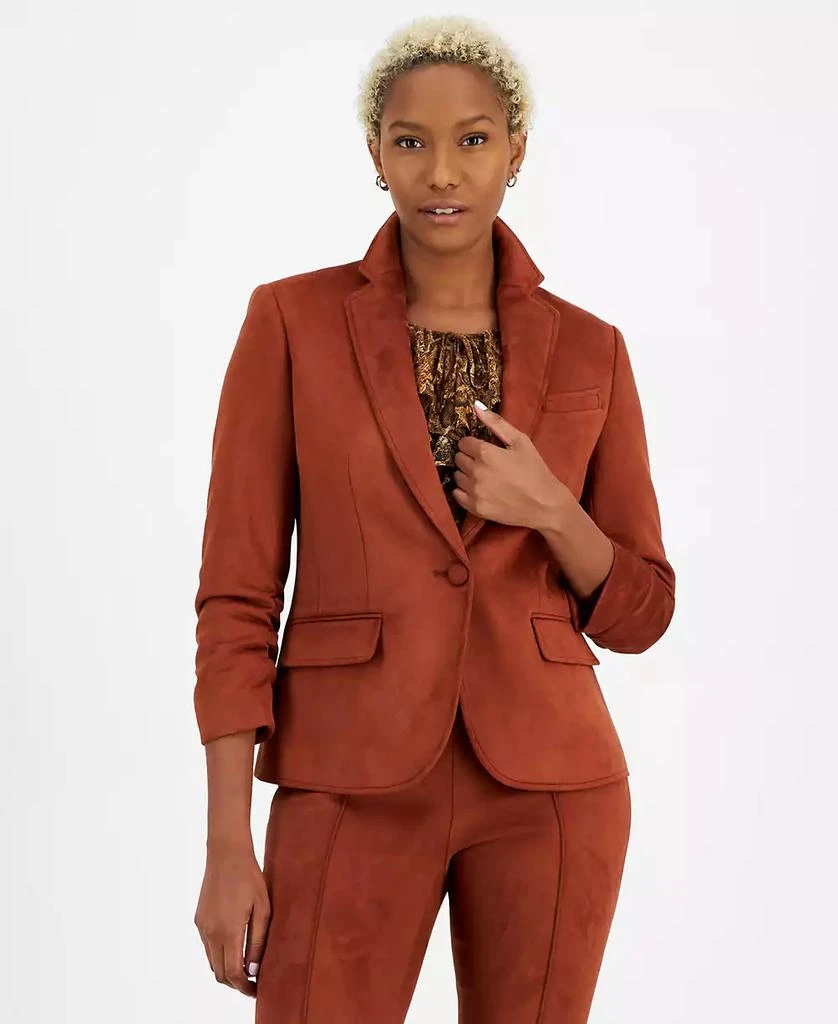 Bar III Women's Scuba Faux Suede One-Button Blazer, Created for Macy's 1