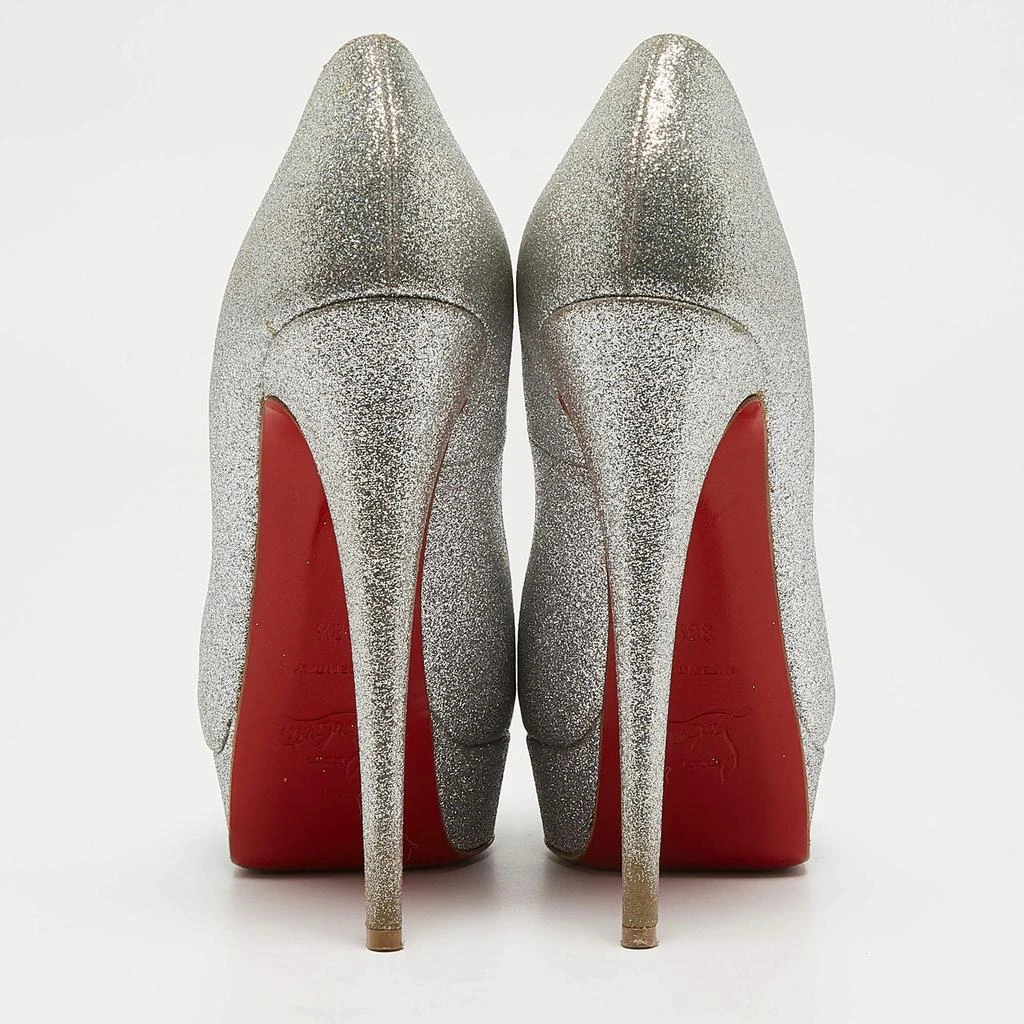 Christian Louboutin Christian Louboutin Silver Glitter Lady Peep Pumps Size 38.5 5