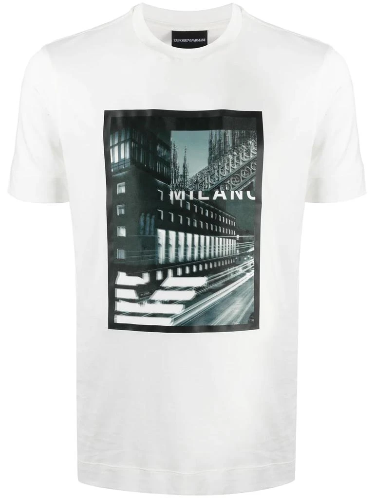 Emporio Armani graphic-print crew neck T-hirt - men -  -  - White 1