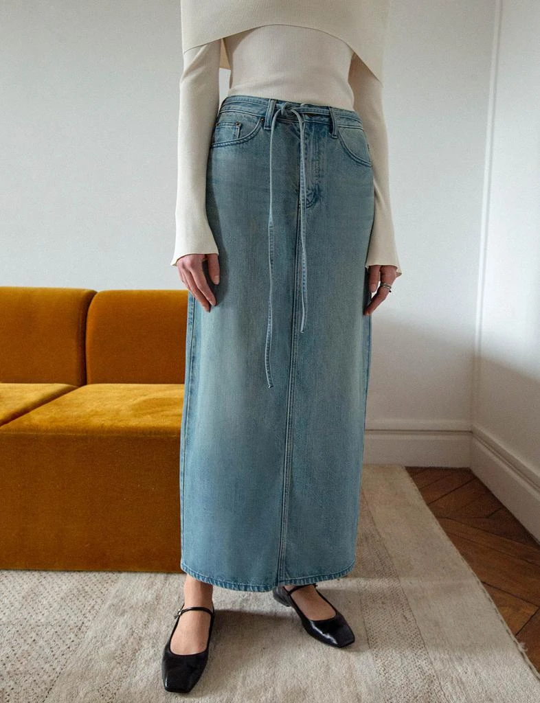Pixie Market Maxi Belt-Tie Denim Skirt 1