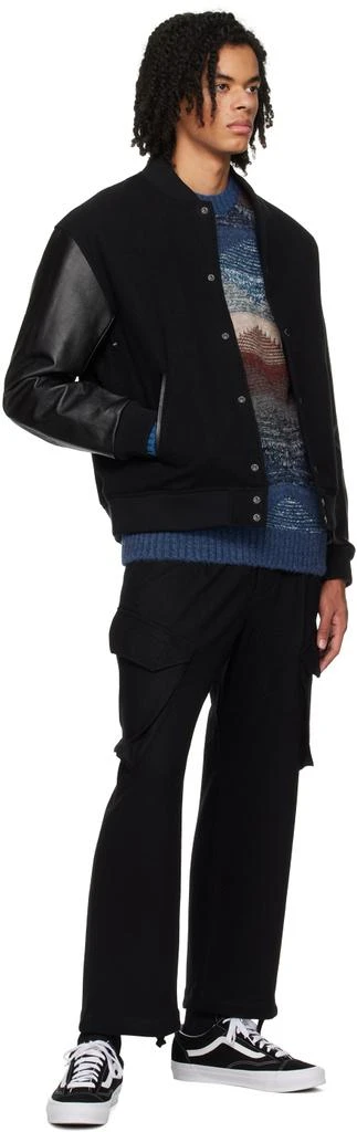 SOPHNET. Black Varsity Bomber Jacket 4