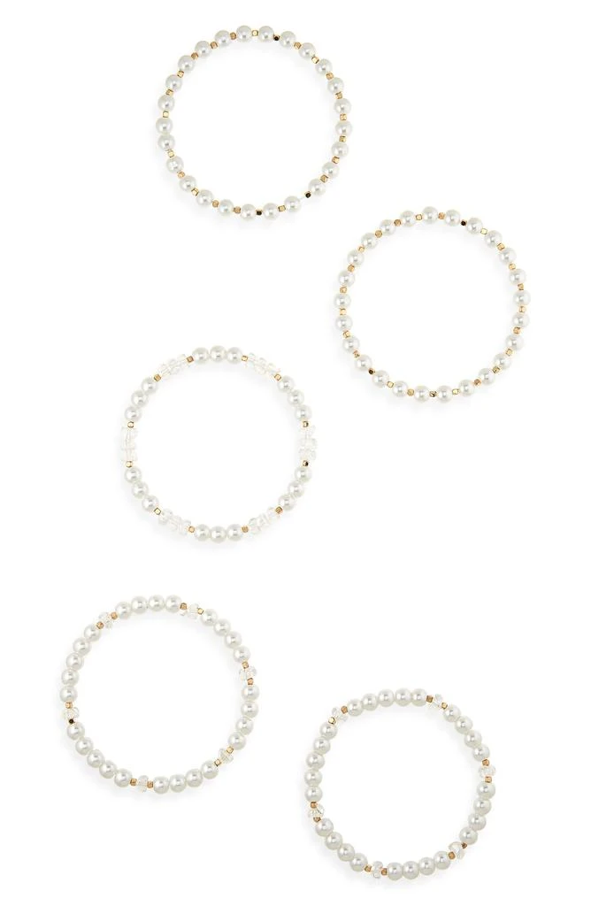 Tasha Set of 5 Faux Pearl 
Crystal Beaded Stretch Bracelets