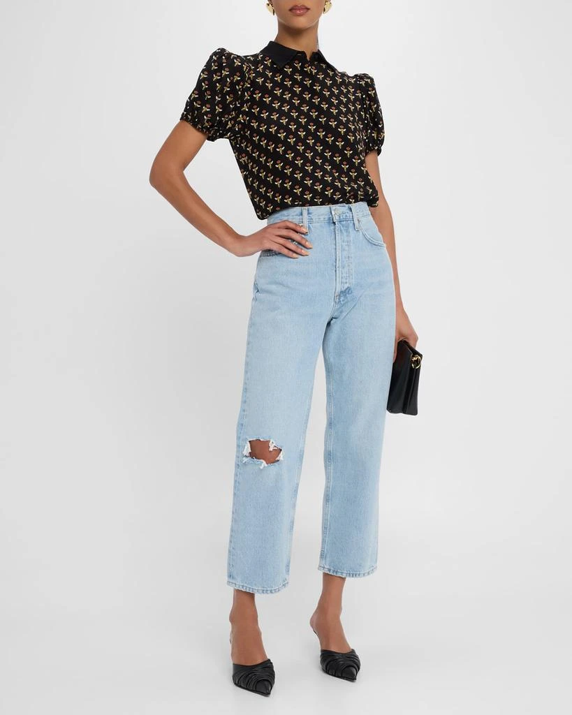 Alice + Olivia Queen Bee Willa Embroidered Puff-Sleeve Blouse 2