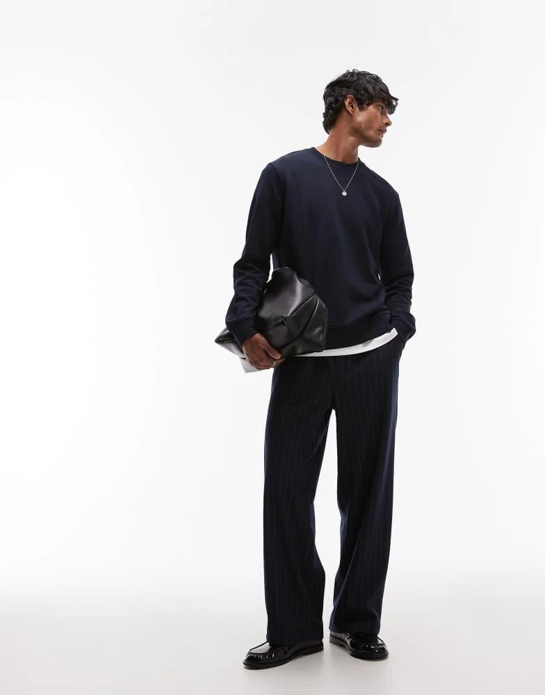 ARKET ARKET minimal jersey sweatshirt with crew neck in navy 3