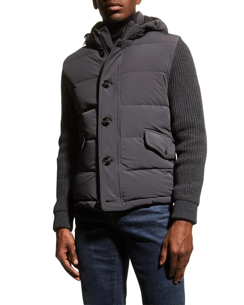 MooRER Men's Hybrid Bomber Jacket w/ Knit Sleeves 1