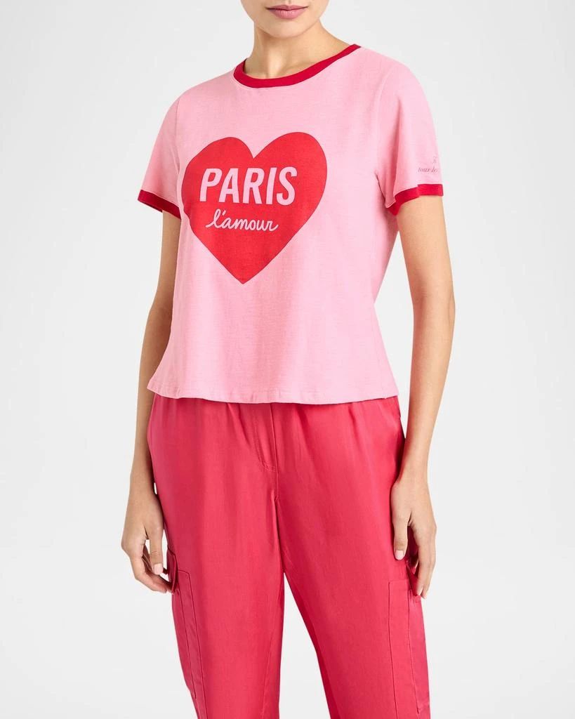 Cinq a Sept Paris L'Amour Heart Shrunken Ringer Tee 3
