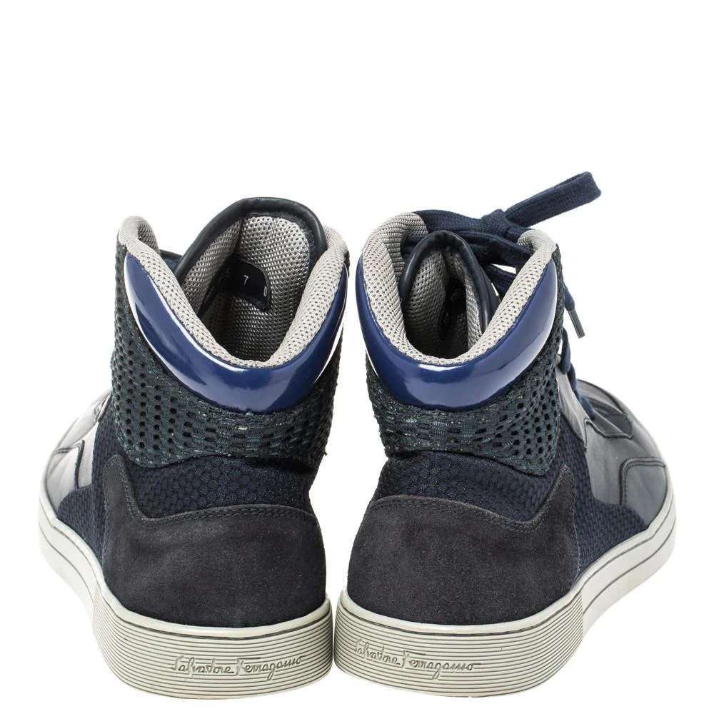 Salvatore Ferragamo Salvatore Ferragamo Blue Leather and Mesh High Top Sneakers Size 41 5