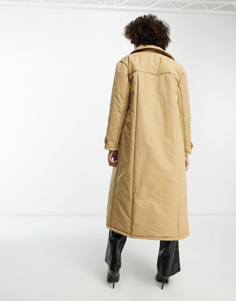 Urban Code Tall Urban Code Tall padded trench coat in camel