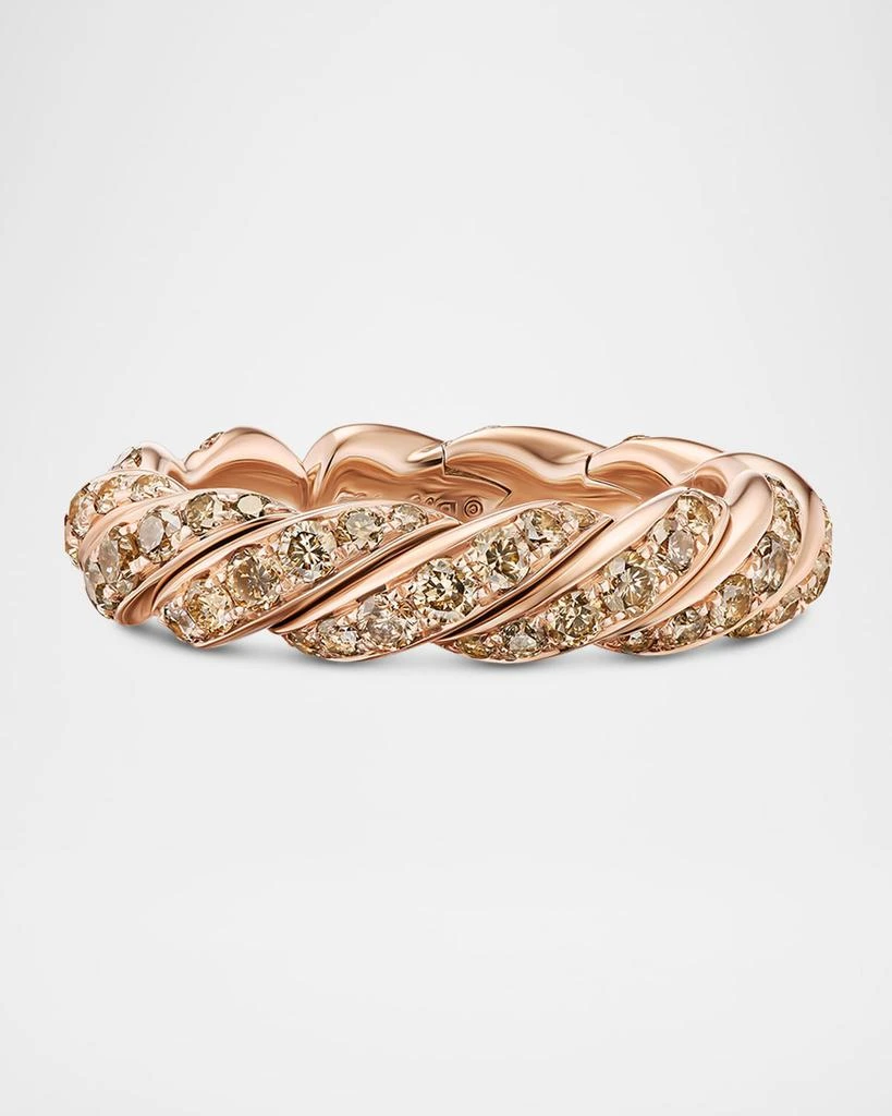 David Yurman Sculpted Cable Flex Band Ring with Diamonds in 18K Rose Gold, 5mm