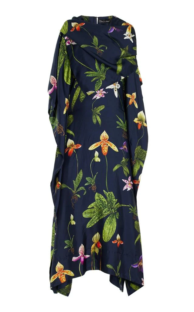 Oscar de la Renta Oscar de la Renta - Draped Silk Twill Caftan - Navy - XS - Moda Operandi 1