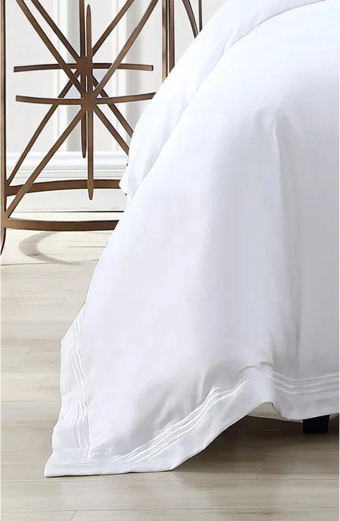 Pure Parima 700 Thread Count 100% Certified Egyptian Cotton Sateen Bratta Embroidery Triple Luxe Sateen 3-Piece Duvet Cover Set 4