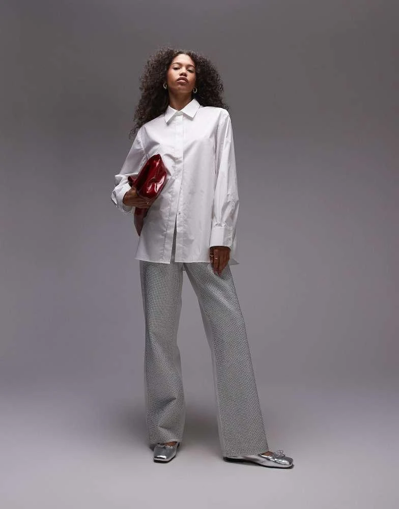 Topshop Topshop poplin buttoned cuff detail shirt in Ivory 2