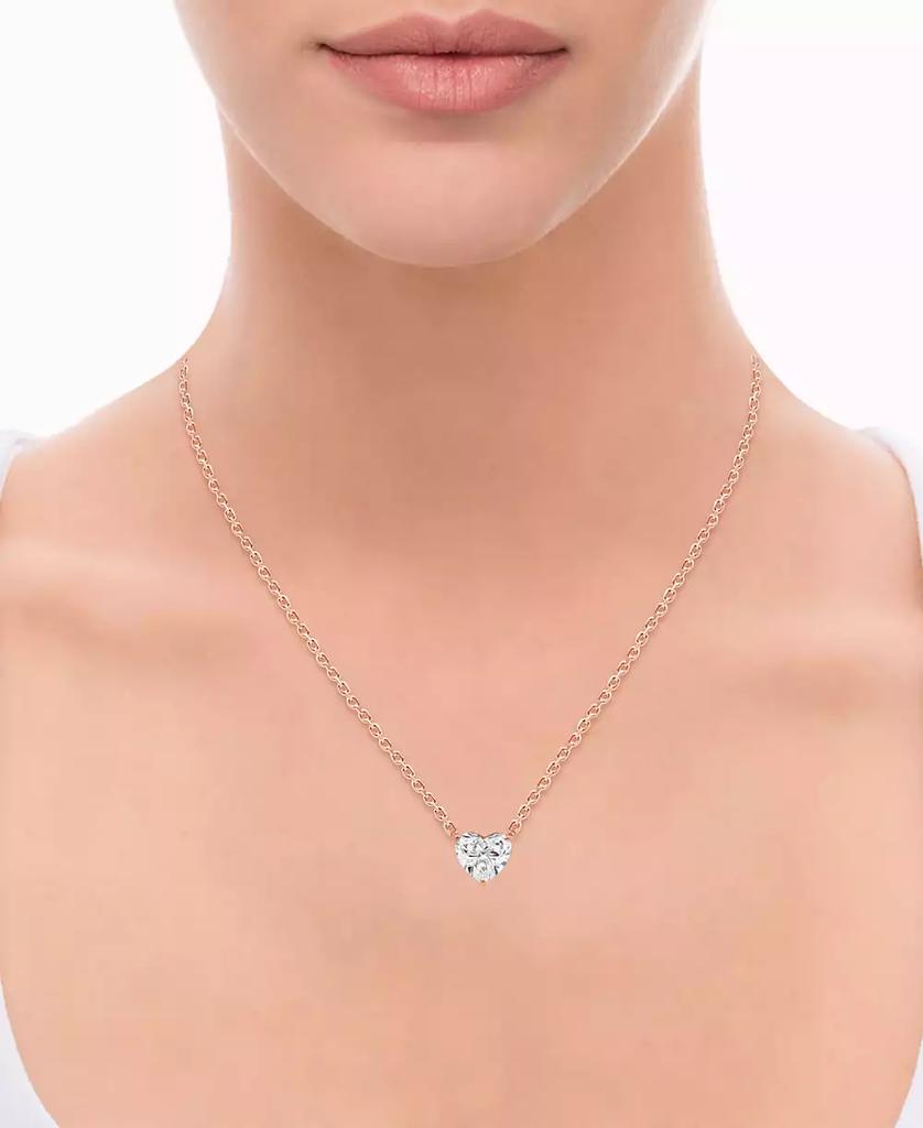 Badgley Mischka Certified Lab Grown Diamond Heart-Cut Solitaire 18" Pendant Necklace (3 ct. t.w.) in 14k Gold