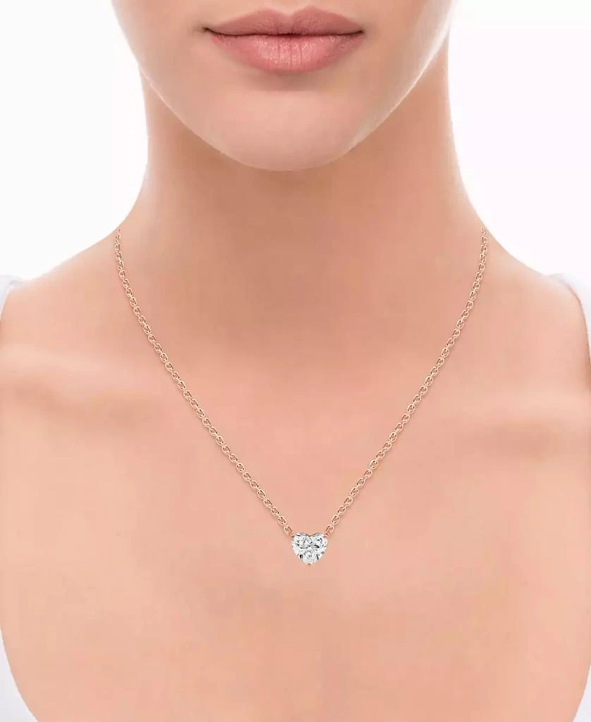 Badgley Mischka Certified Lab Grown Diamond Heart-Cut Solitaire 18" Pendant Necklace (3 ct. t.w.) in 14k Gold 2
