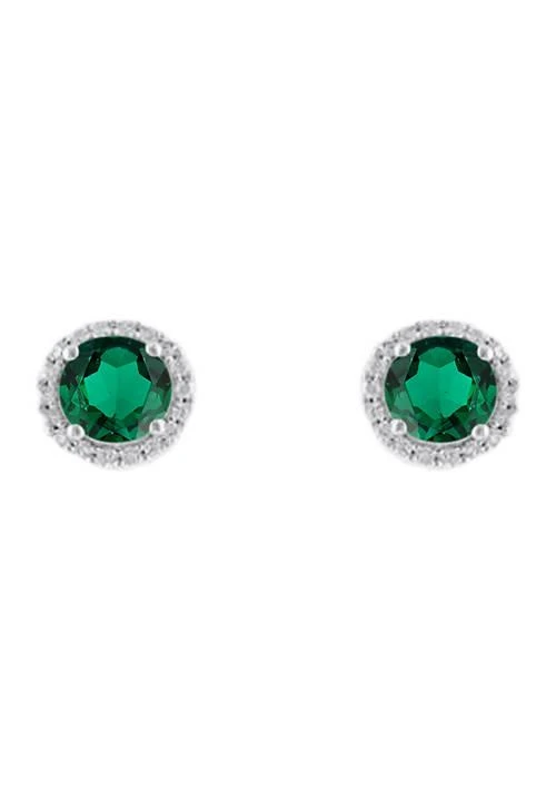 Belk 
Co. 2.6 ct. t.w. Lab Created Emerald and Lab Created White Sapphire Earring in Sterling Silver