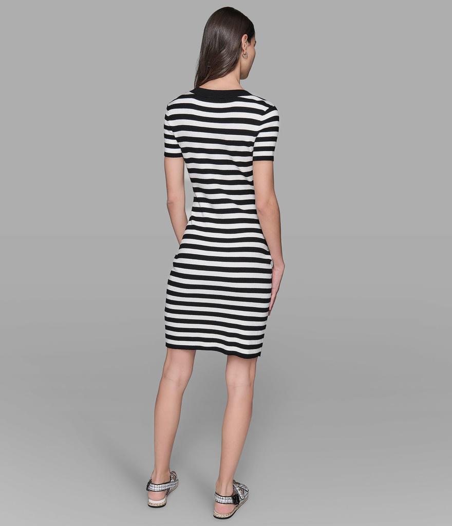 Karl Lagerfeld Paris SHORT SLEEVE STRIPED SWEATER DRESS