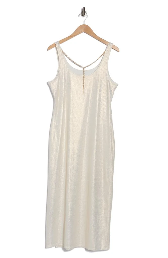 bebe X Ciara Necklace Detail Foil Rib Tank Dress 4