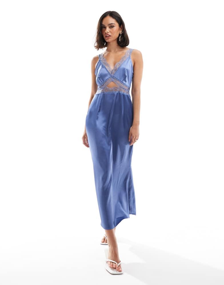 Never Fully Dressed Never Fully Dressed lace cut-out slip midaxi dress in dusty blue