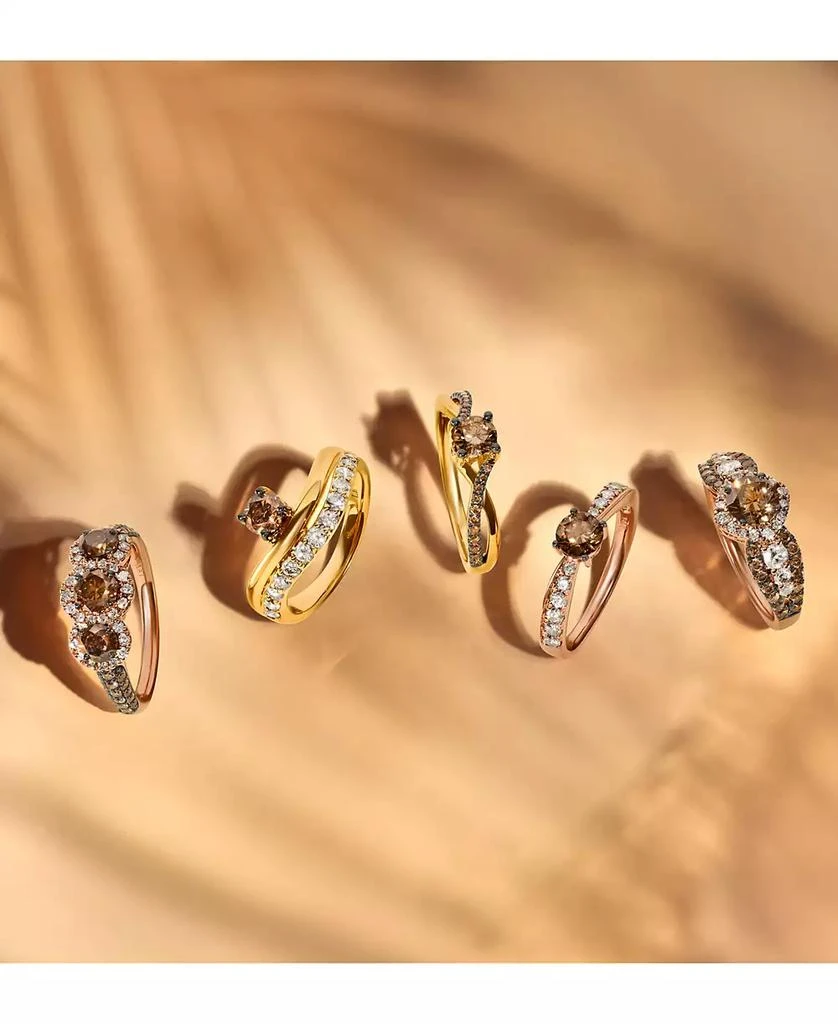 Le Vian Chocolatier® Chocolate Diamond 
Vanilla Diamond Three Stone Halo Ring (1-1/2 ct. t.w.) in 14k Rose Gold 4