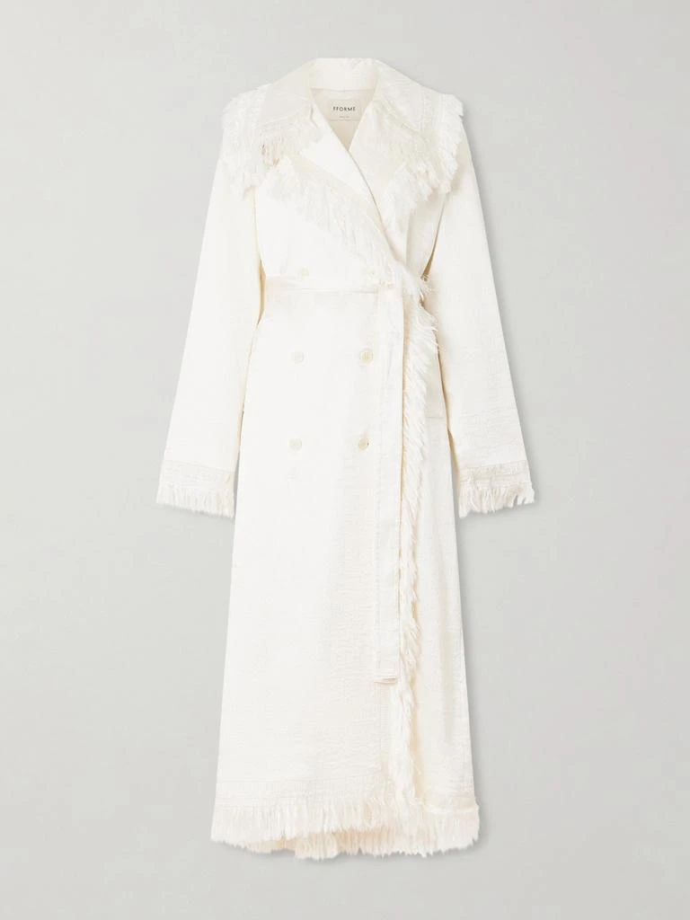 FFORME Lise Tie-detailed Fringed Silk-blend Trench Coat  - IT38