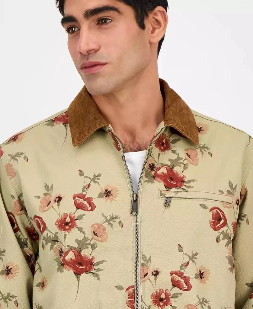 Sun + Stone Men's Sean Long Sleeve Corduroy-Collar Zip-Front Floral Jacket, Exclusively at Macy's 3