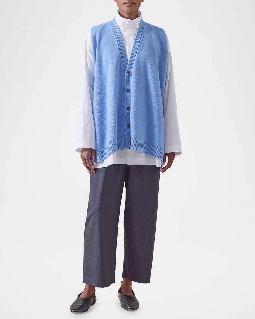 Eskandar A-Line Sleeveless V-Neck Cashmere Cardigan (Mid Plus Length)