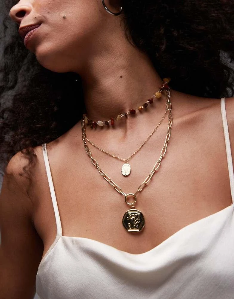 Topshop Topshop Nealy multi chain charm necklace in gold tone 1